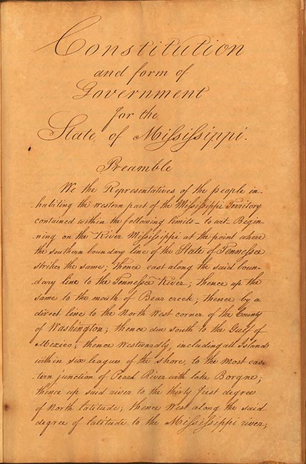 A book containing the 1817 state constitution.
