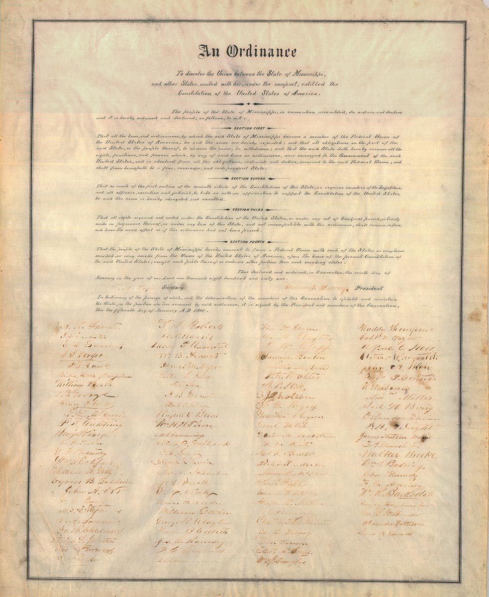 The official Ordinance of Secession.