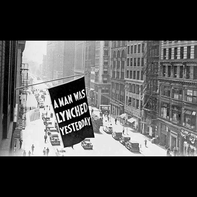 A black and white photograph taken from the NAACP office in New York City in 1936