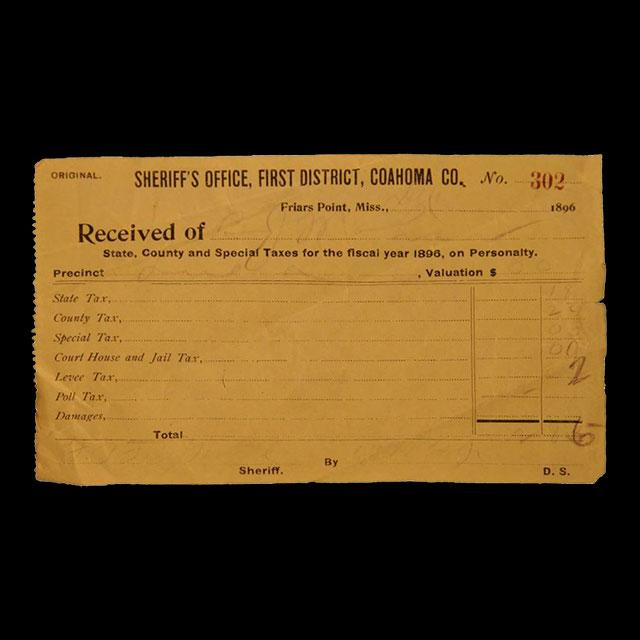 A Coahoma County tax receipt